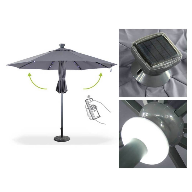 LUXURY automatic LED solar parasol Ø300cm - Aluminum pole Ø48mm