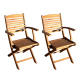 Lot de 2 Fauteuils Innsbruck Robinier en Teck Pliantes 51.5x58x91cm - Dossier et Assise Large