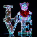 Ourson Lumineux LOVE Hologram 44 cm - Ourson Love LED Décoratif et Veilleuse LED, Idée Cadeau Originale