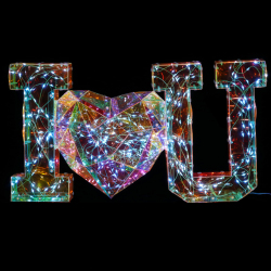 Décoration I Love You Lumineuse Hologram 25 cm - I Love You LED Décoratif et Veilleuse LED, Idée Cadeau Originale