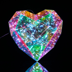 Décoration Coeur Lumineuse Hologram 23 cm - Coeur LED Décoratif et Veilleuse LED, Idée Cadeau Originale