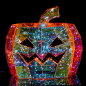 Décoration Citrouille Lumineuse 40 cm - Citrouille LED Hologram Halloween, Intérieur Extérieur, USB, Effet Lumineux 3D