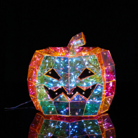 Citrouille Lumineuse Hologram 20 cm - LED Halloween Décoration Intérieure/Extérieure, Fêtes et Jardins