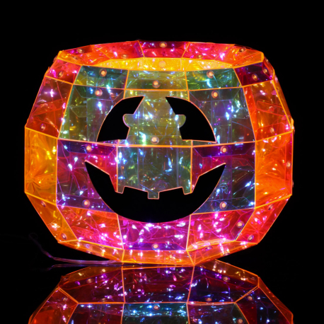 Saladier Citrouille Lumineux Halloween Hologram 20 cm - Bol LED Décoratif pour Bonbons et Snacks - Idéal Halloween