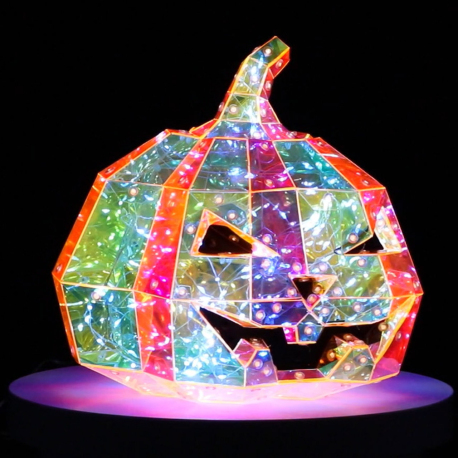 Méchante Citrouille Hologram LED Halloween 25 cm - Décoration Effrayante pour Intérieur et Extérieur - Ambiance Fête et Soirées