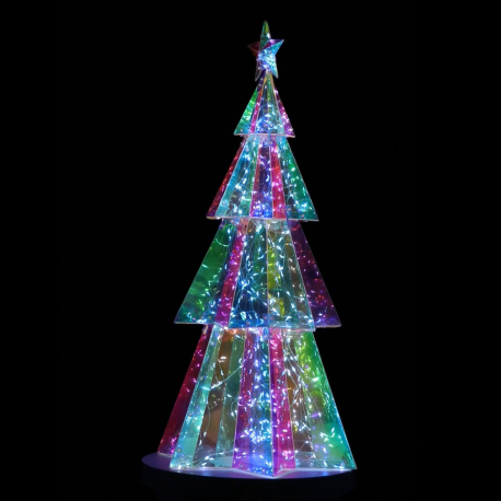 Sapin de Noël Lumineux LED Hologram Hexagonal 180 cm - Arbre Éclairé Moderne pour Décoration Intérieure et Extérieure