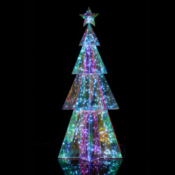 Sapin de Noël Lumineux LED Hologram Hexagonal 180 cm - Arbre Éclairé Moderne pour Décoration Intérieure et Extérieure