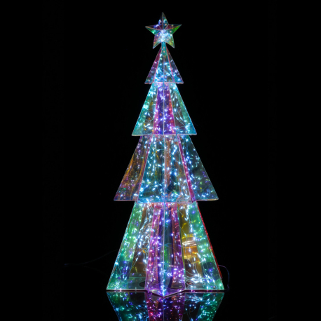 Sapin de Noël Lumineux LED Hologram Hexagonal 180 cm - Arbre Éclairé Moderne pour Décoration Intérieure et Extérieure