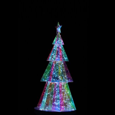 Sapin de Noël Lumineux LED Hologram Hexagonal 120 cm - Arbre Éclairé Moderne pour Décoration Intérieure et Extérieure