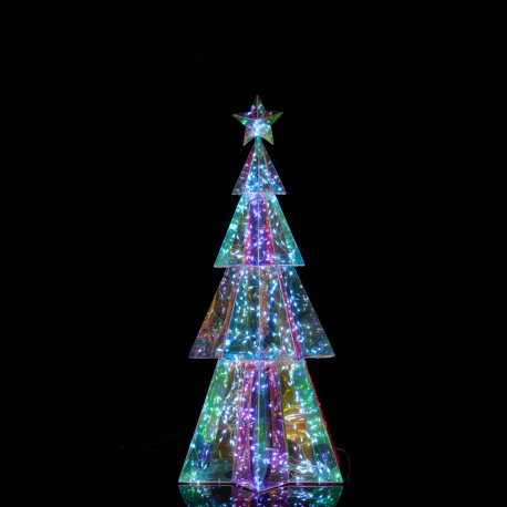 Sapin de Noël Lumineux LED Hologram Hexagonal 120 cm - Arbre Éclairé Moderne pour Décoration Intérieure et Extérieure