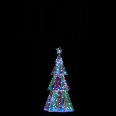 Sapin de Noël Lumineux LED Hologram Hexagonal 60 cm - Arbre Éclairé Moderne pour Décoration Intérieure et Extérieure