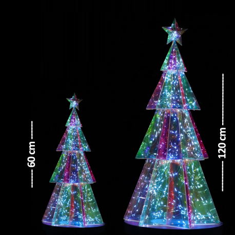 Sapin de Noël Lumineux LED Hologram Hexagonal 60 cm - Arbre Éclairé Moderne pour Décoration Intérieure et Extérieure