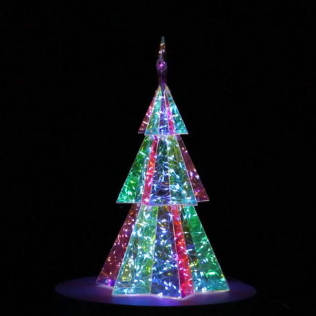 Sapin de Noël Lumineux  LED Hologram 37 cm - Arbre Moderne pour Intérieur et Extérieur - Décoration de Noël Innovante