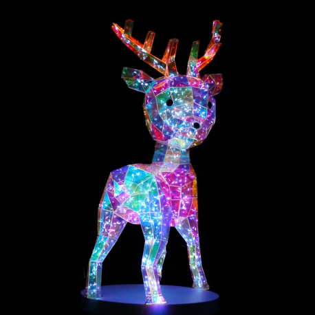 Renne de Noël Lumineux LED Hologram 60 cm - Décoration Festive Intérieure et Extérieure pour Ambiance Magique