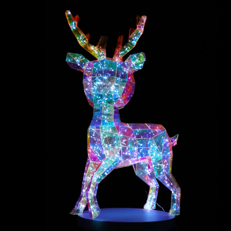 Renne de Noël Lumineux LED Hologram 60 cm - Décoration Festive Intérieure et Extérieure pour Ambiance Magique