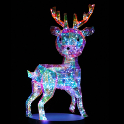 Renne de Noël Lumineux LED Hologram 60 cm - Décoration Festive Intérieure et Extérieure pour Ambiance Magique