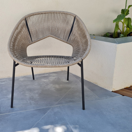 Lot de 4 Fauteuils LUNE DE JARDIN - Cordes polyester - Dimensions : 68 x 69 x 74 cm