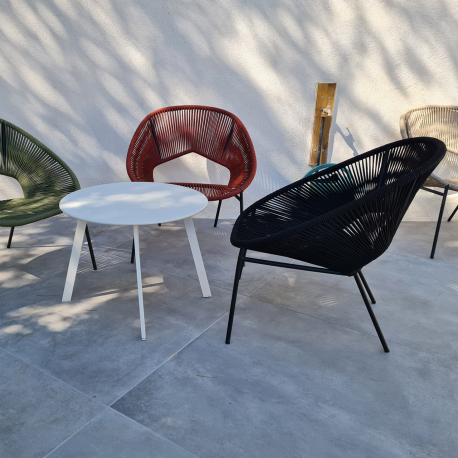 Lot de 4 Fauteuils LUNE DE JARDIN - Cordes polyester - Dimensions : 68 x 69 x 74 cm