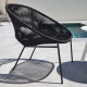 Lot de 4 Fauteuils Noirs LUNE DE JARDIN - Cordes polyester - Dimensions : 68 x 69 x 74 cm