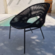 Lot de 4 Fauteuils Noirs LUNE DE JARDIN - Cordes polyester - Dimensions : 68 x 69 x 74 cm