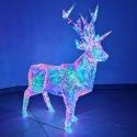 Renne de Noël Lumineux Hologram LED 90 cm - Décoration Extérieure et Intérieure Festive - Effet Holographique Magique