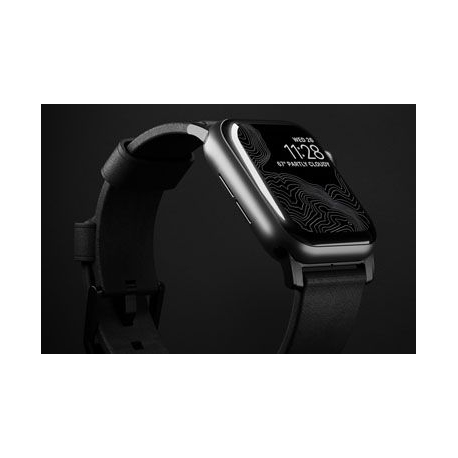 Bracelet Moderne en Cuir Noir pour Apple Watch 42/44/45mm