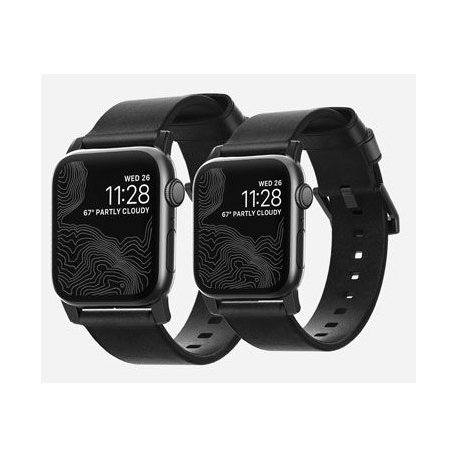 Bracelet Moderne en Cuir Noir pour Apple Watch 42/44/45mm