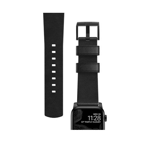 Bracelet Moderne en Cuir Noir pour Apple Watch 42/44/45mm