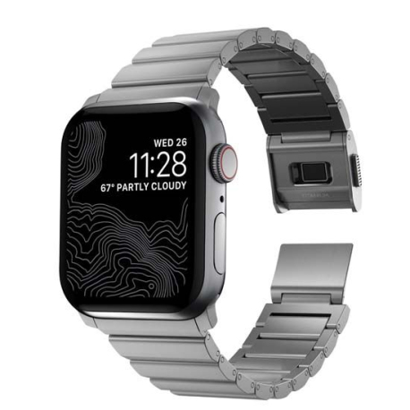 Silver Titanium Bracelet for Apple Watch 42/44/45/49mm V2