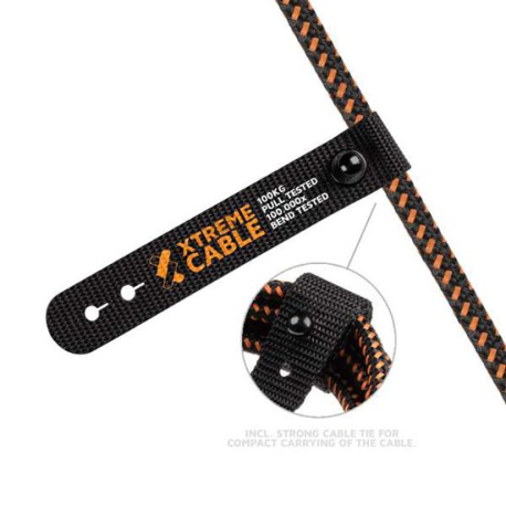 Câble Xtreme USB-A vers Lightning (1,5m) - Orange/Noir