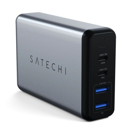 Chargeur de Voyage Satechi 75W Dual Type-C PD - Gris Sidéral