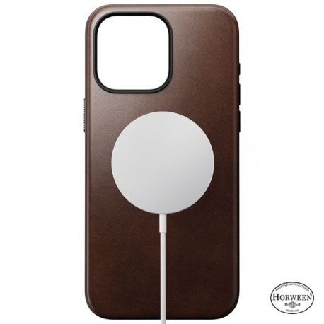 Coque en Cuir Horween Moderne pour iPhone 15 Pro Max Marron