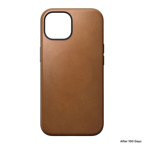 Coque Moderne en Cuir pour iPhone 15 - Marron Cuir Anglais