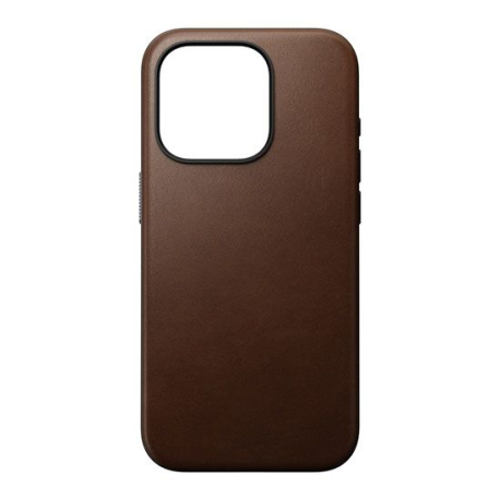 Coque Moderne en Cuir Marron pour iPhone 15 Pro