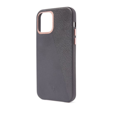 Coque Dual Leather pour iPhone 12 Mini - Anthracite/Or Rose