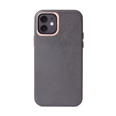 Coque Dual Leather pour iPhone 12 Mini - Anthracite/Or Rose