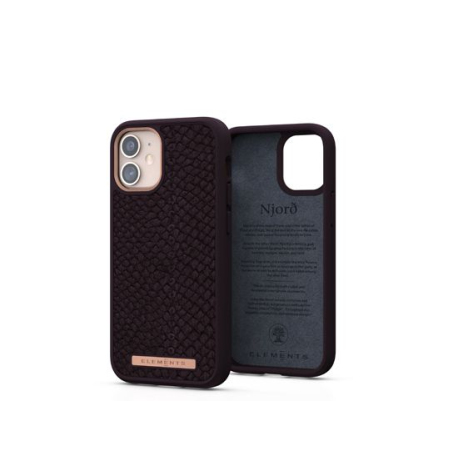 Eldur iPhone 12 Mini Aubergine : Coque en Cuir de Saumon Premium