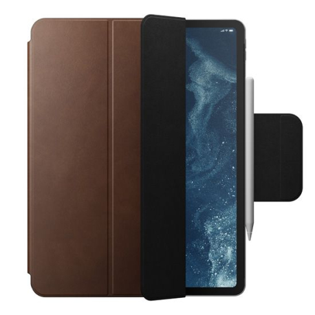 Folio Magnétique en Cuir pour Apple Pencil et iPad Pro 12.9 en Marron