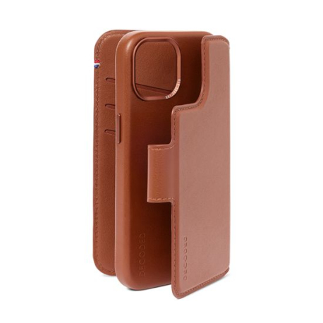 Detachable Leather MagSafe Folio for iPhone 15 - Tan