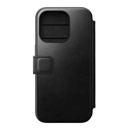 Folio en Cuir Moderne pour iPhone 15 Pro - Cuir Noir Horween