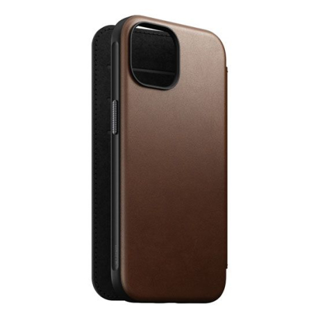 Folio Modern Leather iPhone 15 Brown