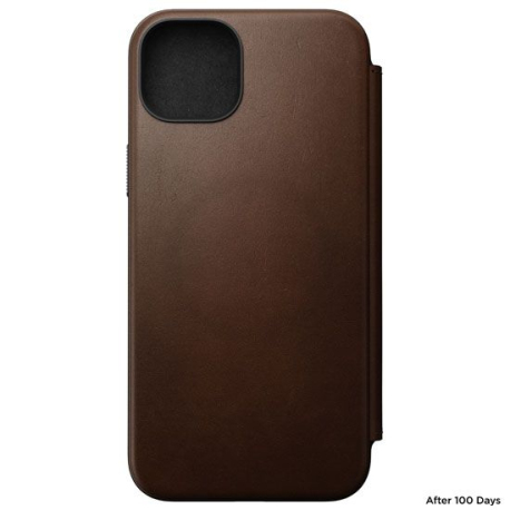 Folio Moderne en Cuir pour iPhone 15 Plus - Marron