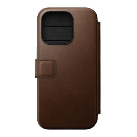 Folio Modern Leather iPhone 15 Pro Case in Brown