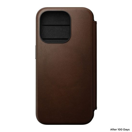 Folio Modern Leather iPhone 15 Pro Case in Brown