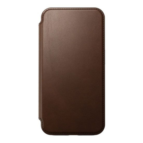 Étui folio en cuir moderne iPhone 15 Pro Marron