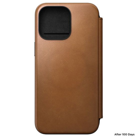 Folio Moderne en Cuir pour iPhone 15 Pro Max - English Tan