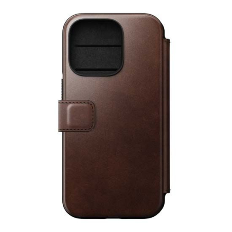 Folio Moderne Horween en Cuir Marron avec MagSafe pour iPhone 14 Pro