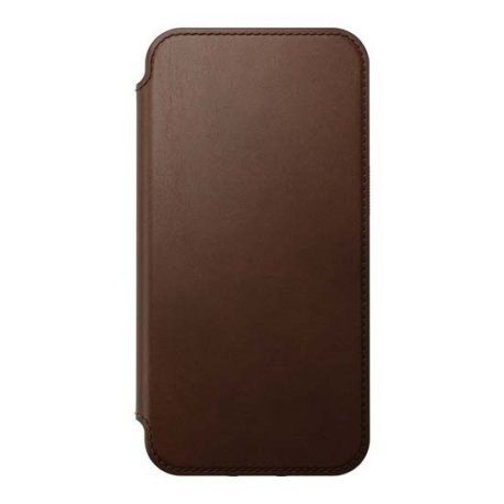 Étui Folio en Cuir Moderne Compatible MagSafe pour iPhone 14 - Marron