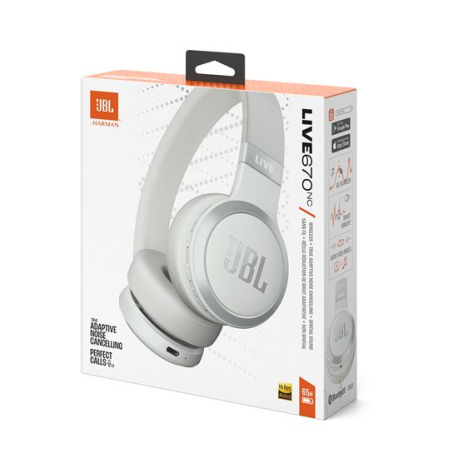 Experience Uninterrupted Sound with JBL Live 670 NC BT White Headphones