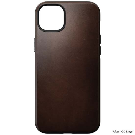 Coque iPhone 14 Plus MagSafe en Cuir Horween Moderne - Marron